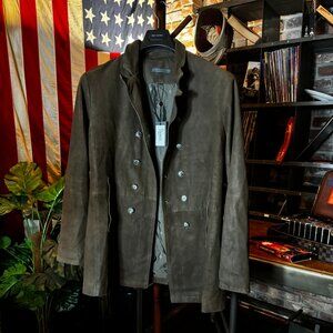 $2298 JOHN VARVATOS Brown "Cutaway" Leather Jacket sz48